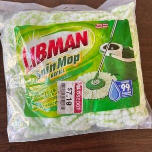 Libman Spin Mop Refill Deep Cleaning Microfiber Machine Washable White Green
